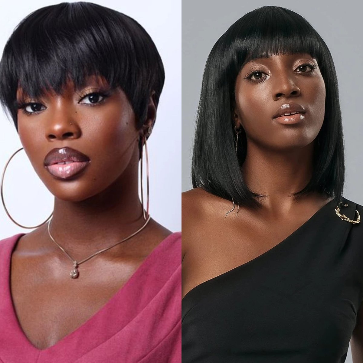 Buy 1 Get 1 Freeļø±Combo No.1 Razor Cut Short Wig and Straight Fringe Bob Wig 10 Inch - Superlovehair